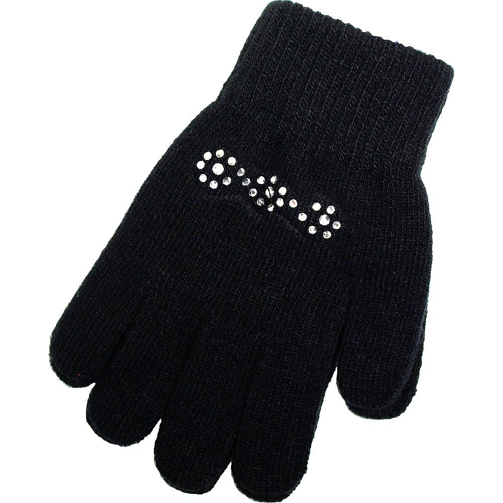 Handschuhe mit Glitzersteinen, schwarz