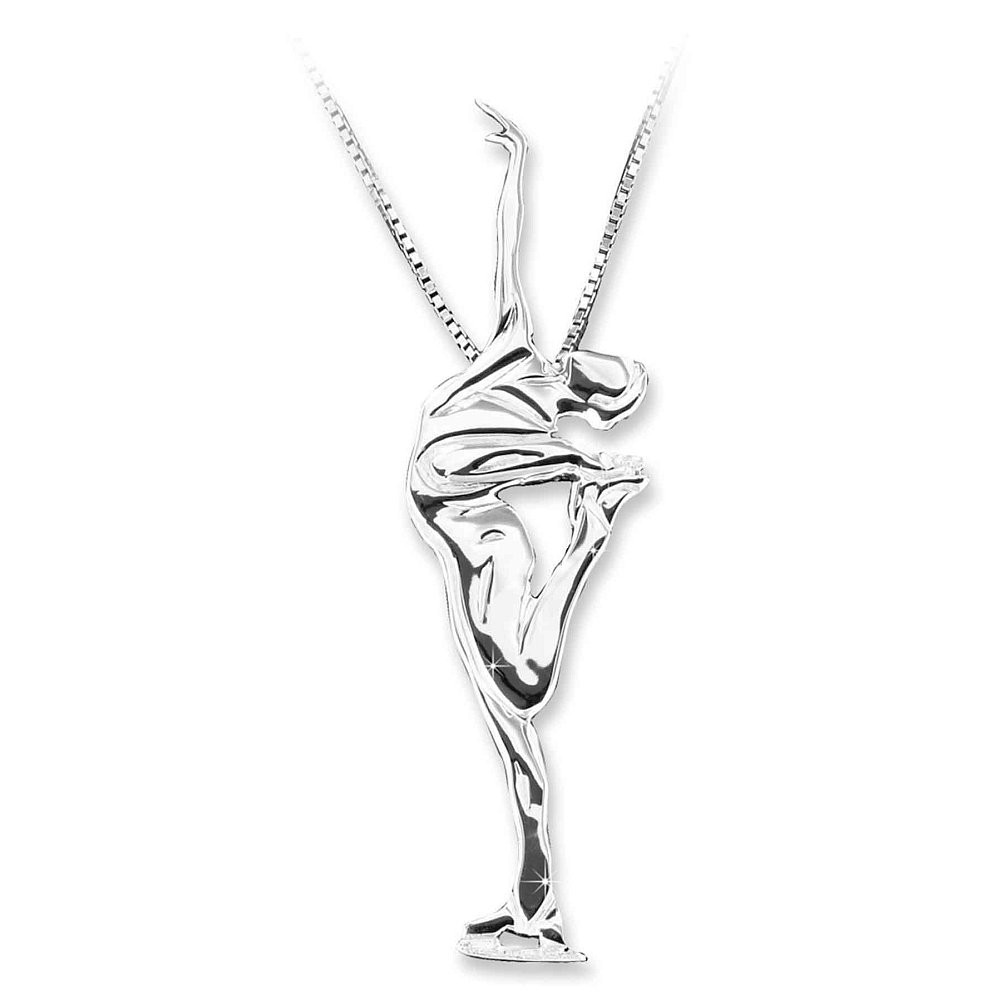 Mikelart Silver Necklace with Figure Skating Pendant Layback