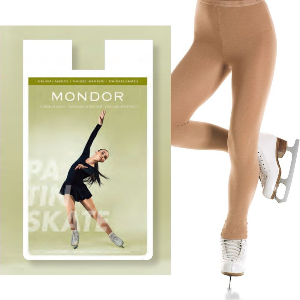 Mondor 3303 Bamboo Footless Figure Skating Tights, caramel