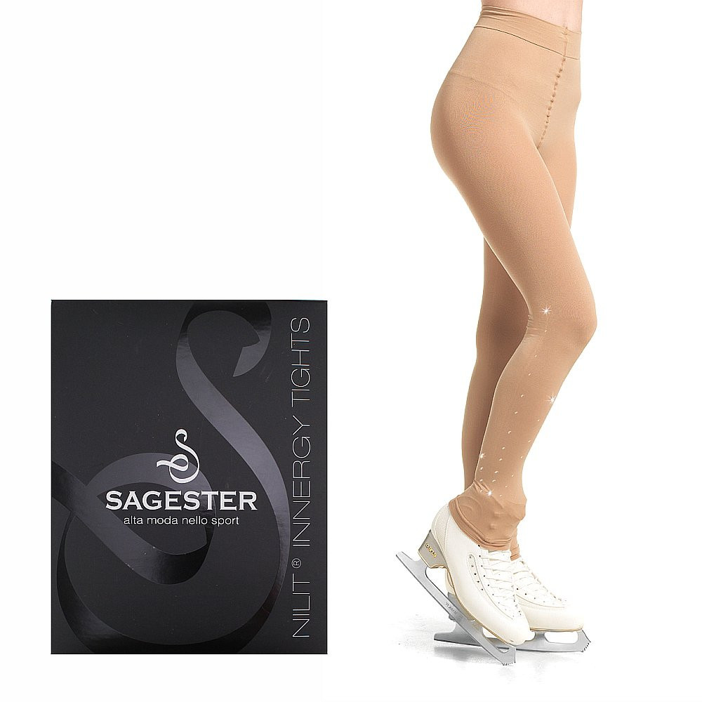 Sagester Nilit® Innergy Footless Skating Tights with Crystals