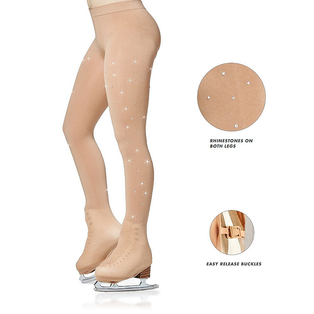 Mondor 912 Figure Skating Freestyle Boot Cover Tights with Rhinestones, caramel